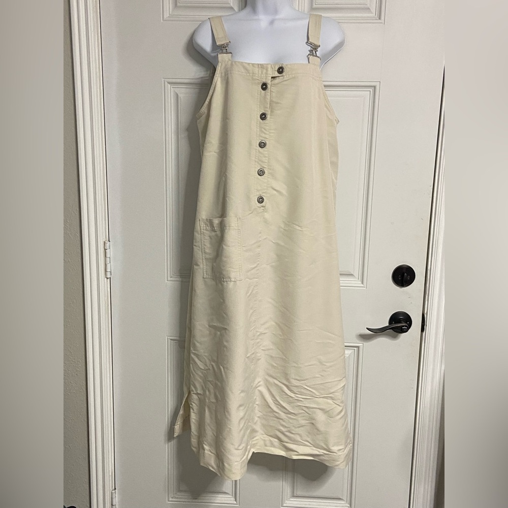 T2- DIRECTIVES Cream Tall BIB Pinafore LYOCELL Dress